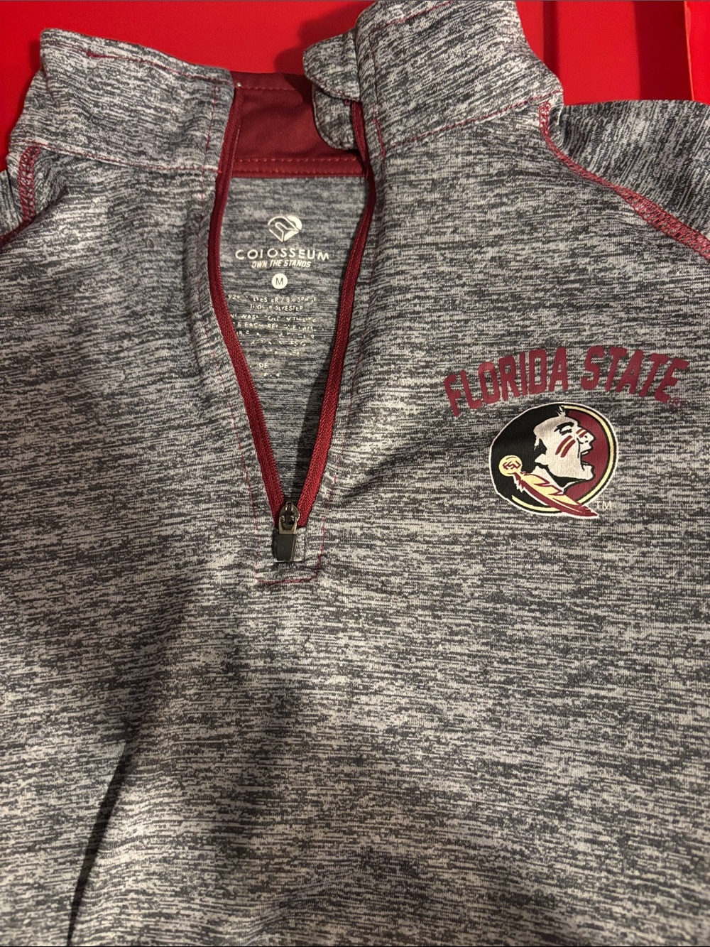 Colosseum Grey Marled Florida State Quarter-Zip Pullover with Garnet Accents
